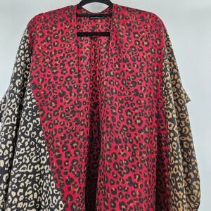 Anthropologie Do Everything In Love Leopard Print Poncho Wrap OS Boho Maximalist